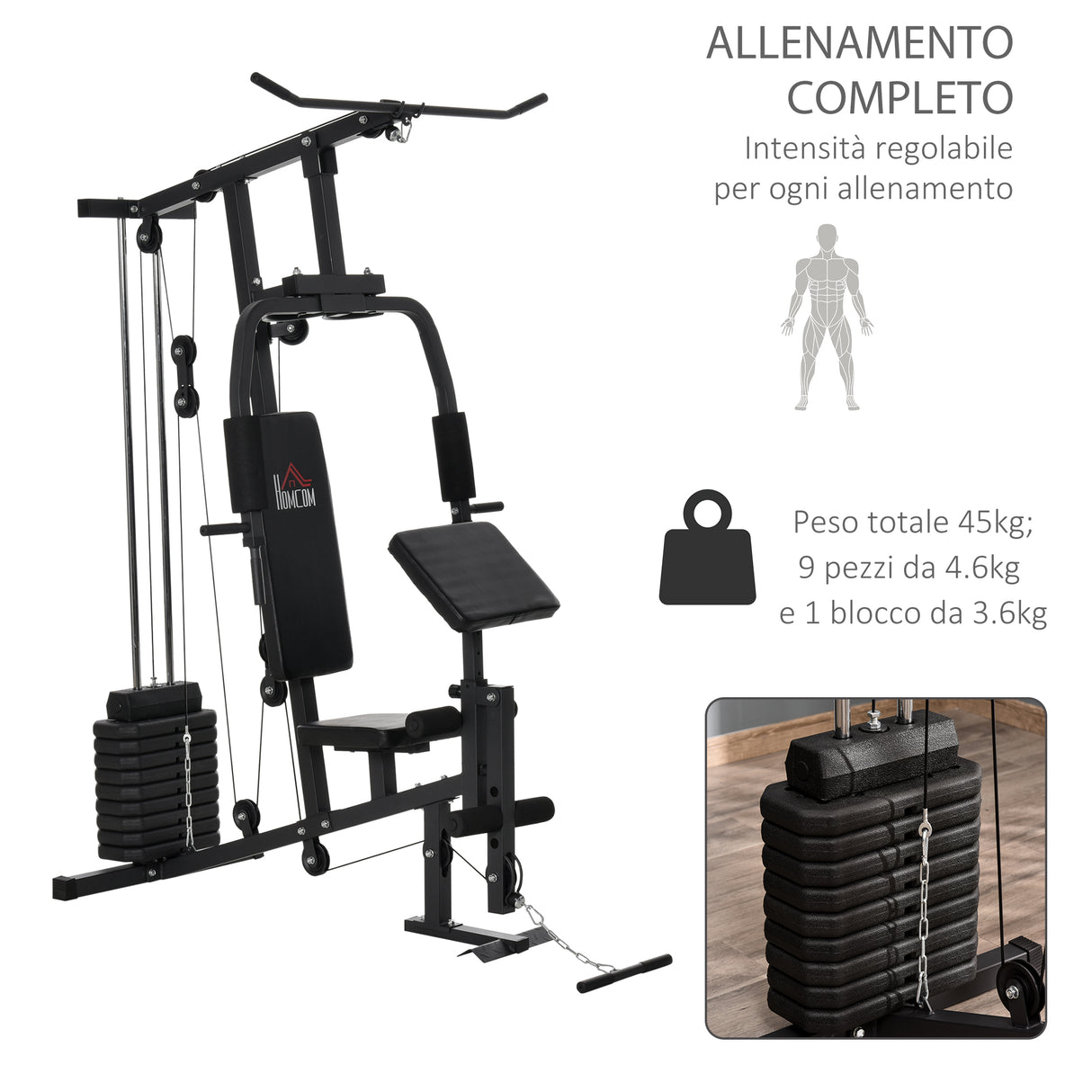 easycomfort easycomfort stazione fitness multifunzione per allenamento a casa e professionale in acciaio 148x108x207 cm nero