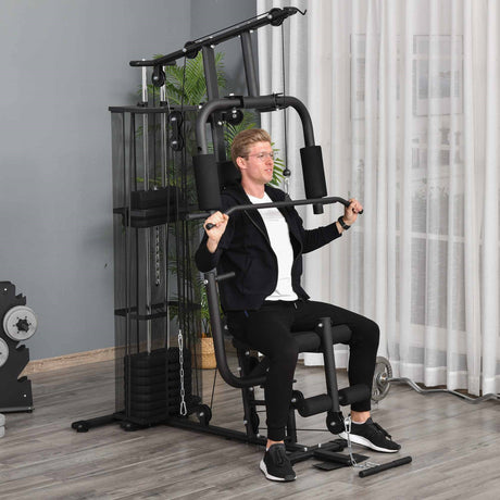 easycomfort easycomfort stazione fitness palestra multifunzione per allenamento a casa e professionale acciaio 150x110x210cm nero
