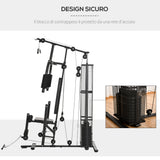 easycomfort easycomfort stazione fitness palestra multifunzione per allenamento a casa e professionale acciaio 150x110x210cm nero