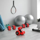 easycomfort set 2 in 1 bilanciere e manubri pesi da 30kg dischi con rivestimento in plastica antigraffio rosso