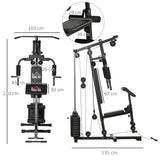 easycomfort easycomfort stazione fitness multifunzione power tower con pesi fino 45kg e panca imbottita 135x103x210cm