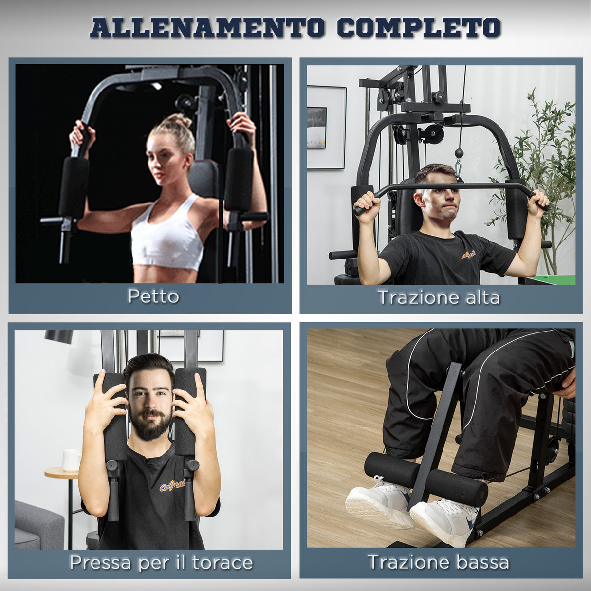 easycomfort easycomfort stazione fitness multifunzione power tower con pesi fino 45kg e panca imbottita 135x103x210cm