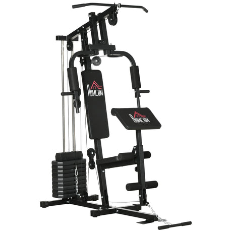 easycomfort easycomfort stazione fitness multifunzione power tower con pesi fino 45kg e panca imbottita 135x103x210cm