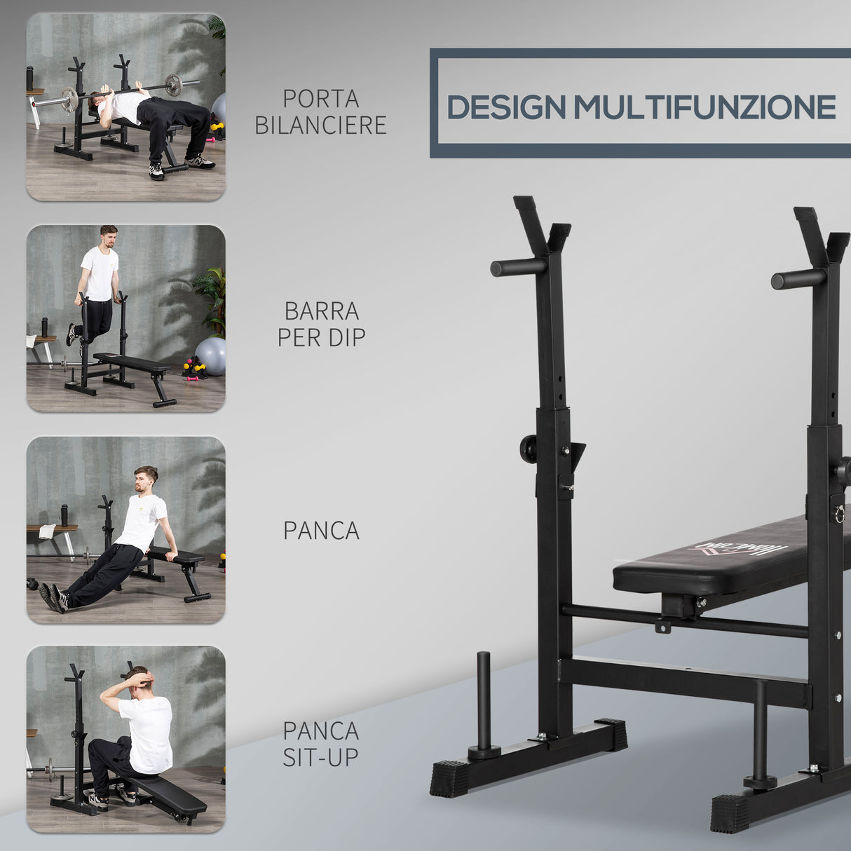 easycomfort panca pesi pieghevole con 8 altezze regolabili per sollevamento pesi e trazioni in acciaio e pu 140x73x98 122cm nera