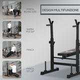 easycomfort panca pesi pieghevole con 8 altezze regolabili per sollevamento pesi e trazioni in acciaio e pu 140x73x98 122cm nera