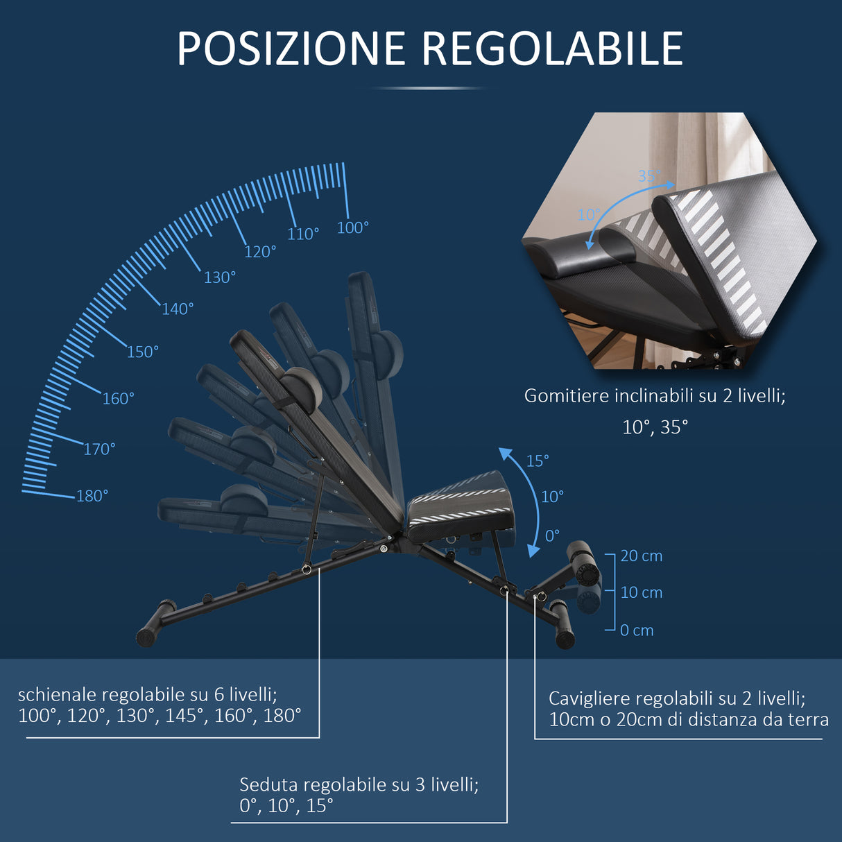 easycomfort easycomfort panca pesi multifunzione per palestra pieghevole e regolabile 145x55x41 114cm nero