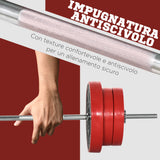 easycomfort set bilanciere e dischi 65kg totali per workout in casa in metallo sabbia di ferro e gomma rosso