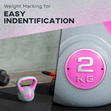 easycomfort easycomfort kettlebell 8kg in pu e sabbia con base piatta e impugnatura per stacchi squat e sollevamenti 18x10x20 cm rosa