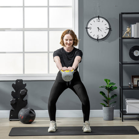 easycomfort easycomfort kettlebell 4kg in pu e sabbia con base piatta e impugnatura per stacchi squat e sollevamenti 18x12x20 cm giallo