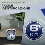 easycomfort kettlebell 6kg con rivestimento morbido e base piatta in pu e sabbia 20x13x22cm viola
