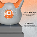 easycomfort easycomfort kettlebell 8kg in pu e sabbia con base piatta e impugnatura per stacchi squat e sollevamenti 20x14x24 cm arancione