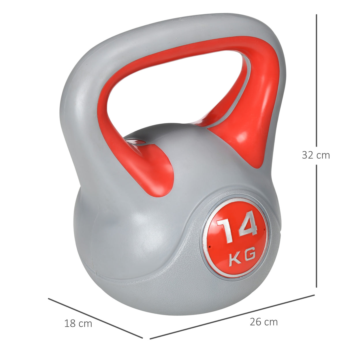 easycomfort kettlebell 14kg in pu e sabbia con base piatta e impugnatura per stacchi squat e sollevamenti 26x18x32 cm rosso