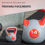 easycomfort kettlebell 14kg in pu e sabbia con base piatta e impugnatura per stacchi squat e sollevamenti 26x18x32 cm rosso