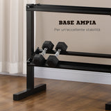 easycomfort porta pesi con 2 ripiani in acciaio per palestra casa e ufficio 92.5x50.5x80.5cm nero