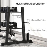 easycomfort rastrelliera per manubri in acciaio con 4 aste regolabili per pesi e kettlebell 131x75x80 cm nero