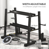 easycomfort rastrelliera per manubri in acciaio con 4 aste regolabili per pesi e kettlebell 131x75x80 cm nero
