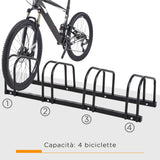 easycomfort easycomfort rastrelliera portabiciclette parcheggio per 4 biciclette in acciaio 110x33x27 cm nero