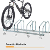easycomfort rastrelliera portabiciclette parcheggio per 4 biciclette in acciaio 110x33x27 cm argento