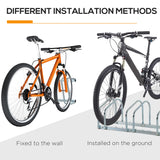 easycomfort rastrelliera portabiciclette parcheggio per 5 biciclette in acciaio 145 33 27 cm argento