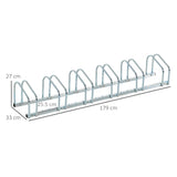 easycomfort rastrelliera portabiciclette parcheggio per 6 biciclette in acciaio 179x33x27 cm argento