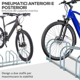 easycomfort rastrelliera portabiciclette parcheggio per 6 biciclette in acciaio 179x33x27 cm argento