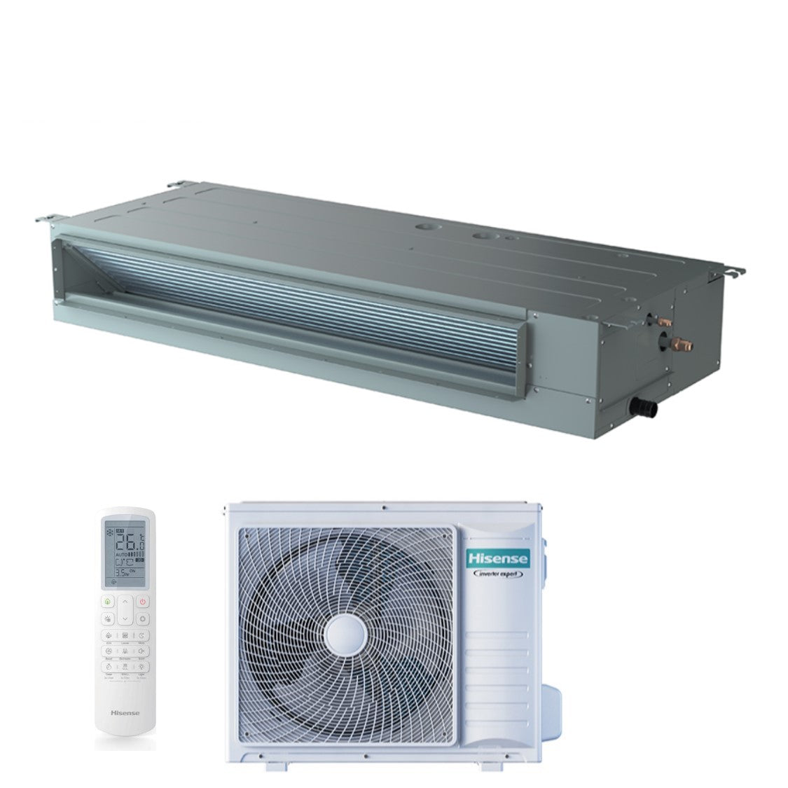 climatizzatore condizionatore hisense inverter canalizzato canalizzabile serie super 18000 btu adt52ux4rcl8 _ auw52u4rs7 r 32 wi fi optional classe a__ a_ con telecomando e comando cablato di serie