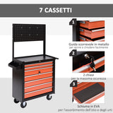 easycomfort easycomfort carrello porta utensili attrezzi con cassettiera nero e arancione 61.5x33x76cm