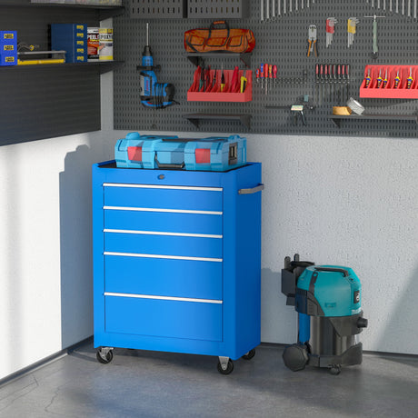 easycomfort easycomfort carrello porta utensili da officina con cassettiera azzurro 61.5 x 33 x 85cm