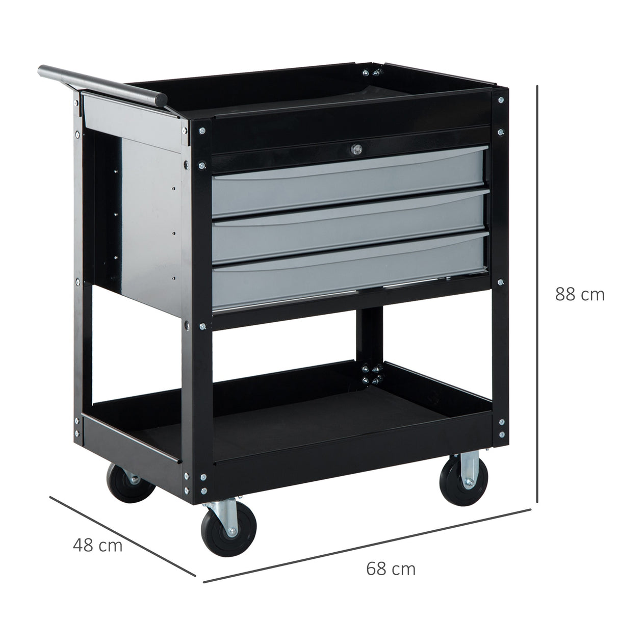 easycomfort easycomfort carrello da officina professionale cassettiera portautensili in lamiera nero 68x46x88cm