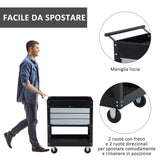 easycomfort easycomfort carrello da officina professionale cassettiera portautensili in lamiera nero 68x46x88cm