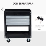 easycomfort easycomfort carrello da officina professionale cassettiera portautensili in lamiera nero 68x46x88cm