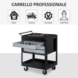 easycomfort easycomfort carrello da officina professionale cassettiera portautensili in lamiera nero 68x46x88cm