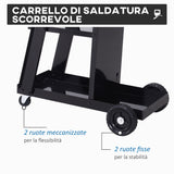 easycomfort carrello porta utensili attrezzi 3 ripiani 4 ruote in gomma max. 50kg da officina acciaio 71 x 70 x 39cm nero