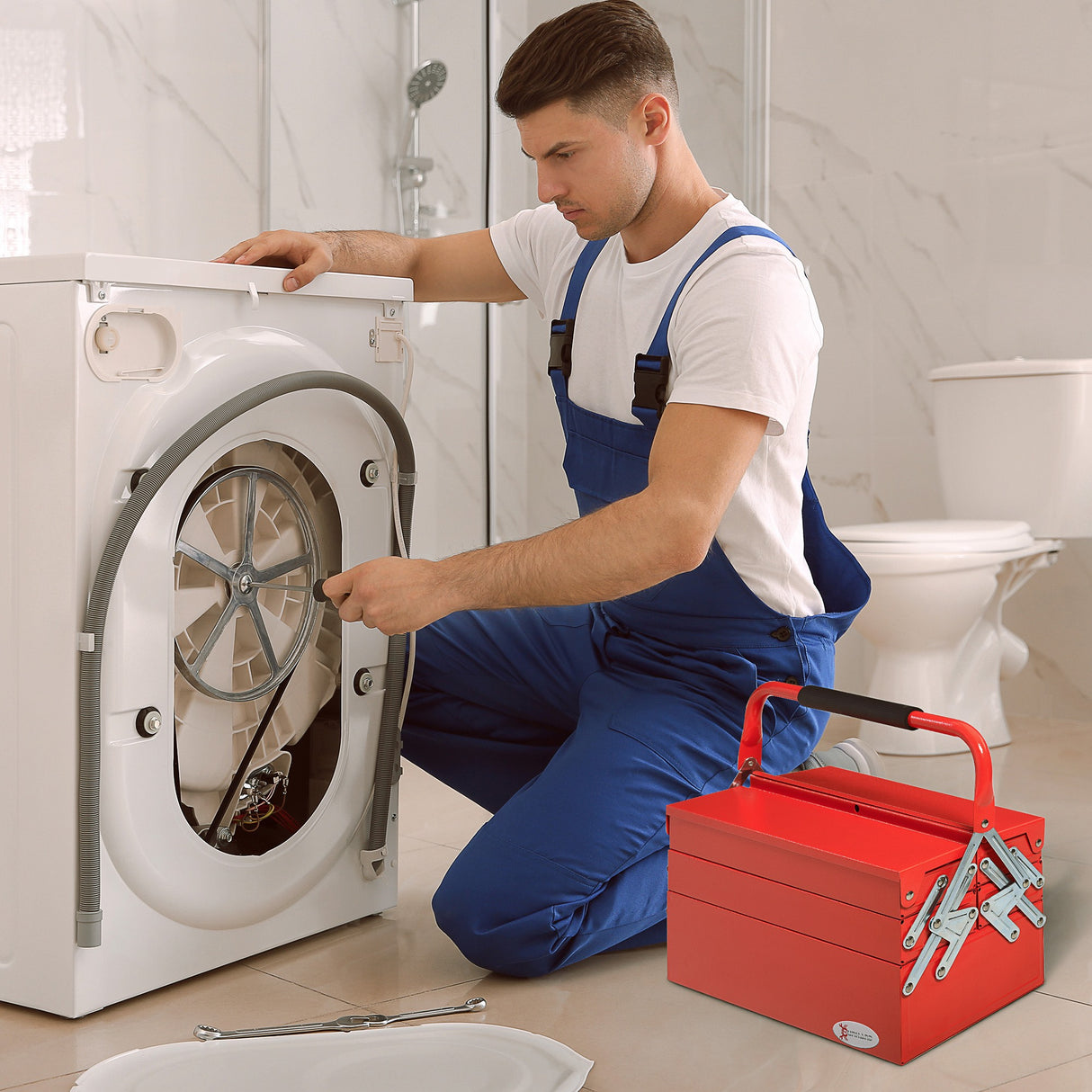 easycomfort easycomfort cassetta porta attrezzi in metallo pieghevole 5 vassoi 3 ripiani