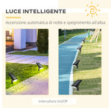 easycomfort set da 4 faretti da giardino e muro con picchetto luce solare 2 luminosita 17x10x48.3cm nero