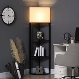 easycomfort easycomfort lampada da terra angolare con ripiani e paralume in tessuto 50x37x159cm nero