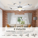 easycomfort ventilatore da soffitto con luce led a 3 modalita con telecomando 6 velocita 132x40cm