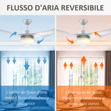 easycomfort ventilatore da soffitto con luce led a 3 modalita con telecomando 6 velocita 132x40cm