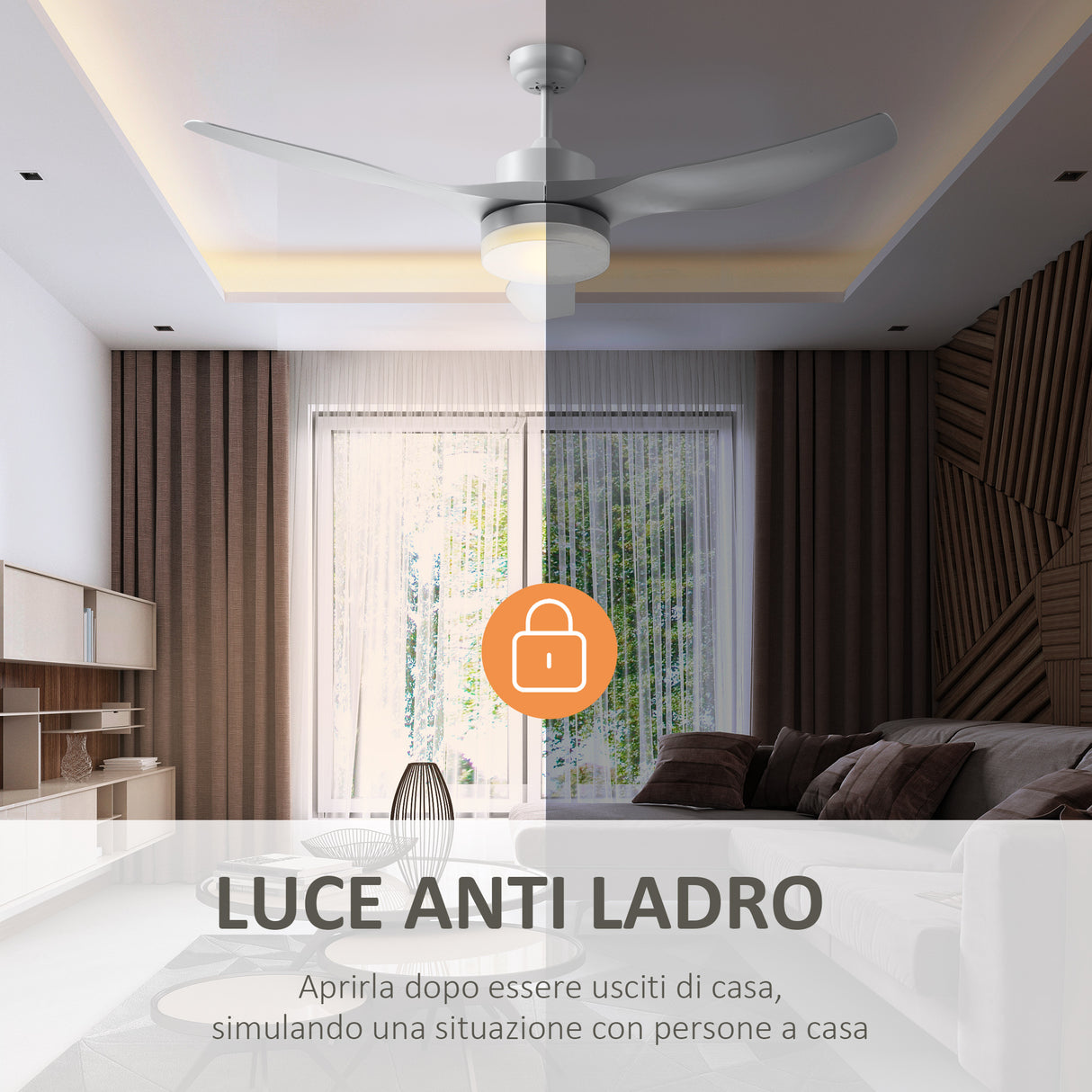 easycomfort ventilatore da soffitto con luce led a 3 modalita con telecomando 6 velocita 132x40cm