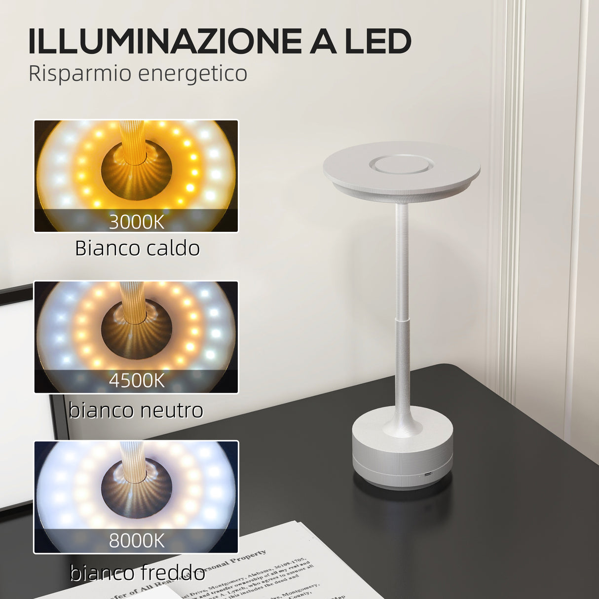 easycomfort easycomfort lampada senza filo touch luce led 3 tonalita e batteria ricaricabile 13x28 5cm argento