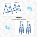 easycomfort easycomfort set 2 cavalletti da lavoro pieghevoli telescopici in tubi d acciaio 68 x 58 x 80