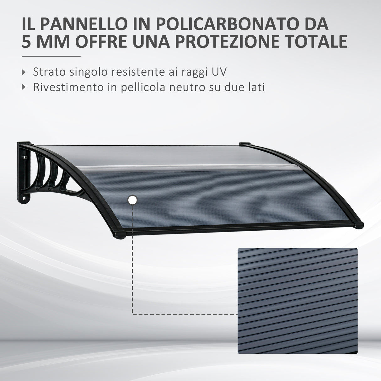 easycomfort tettoia in policarbonato anti uv da esterno per porte e finestre 200x80cm 30045