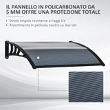 easycomfort tettoia in policarbonato anti uv da esterno per porte e finestre 200x80cm 30045