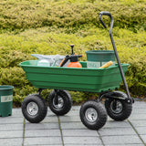 easycomfort easycomfort carrello da giardino con struttura in acciaio e pneumatici 108x52x100cm verde