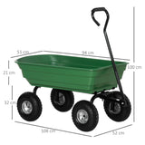 easycomfort easycomfort carrello da giardino con struttura in acciaio e pneumatici 108x52x100cm verde