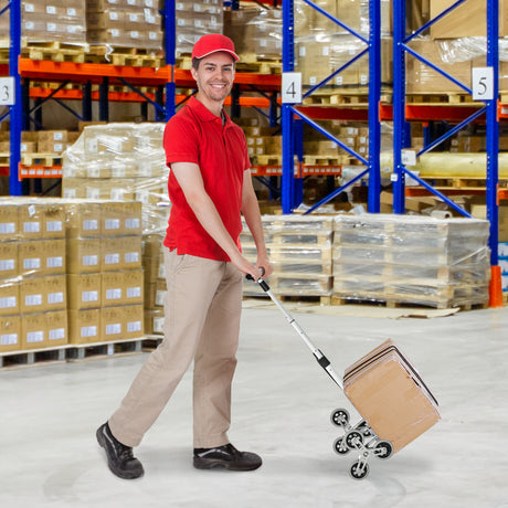 easycomfort easycomfort carrello portapacchi pieghevole in alluminio con 6 ruote per scale carico 70kg