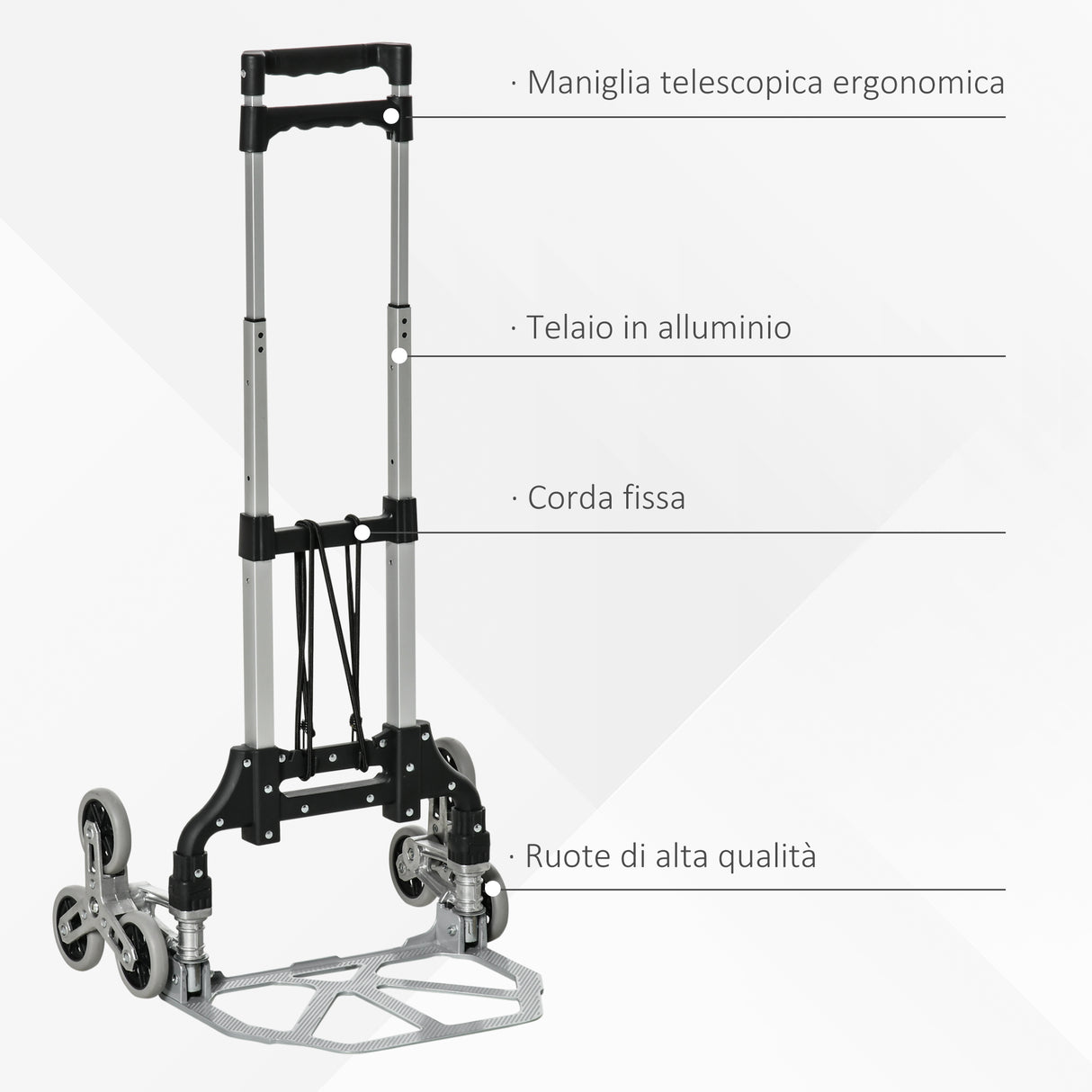 easycomfort easycomfort carrello portapacchi pieghevole in alluminio con 6 ruote per scale carico 70kg