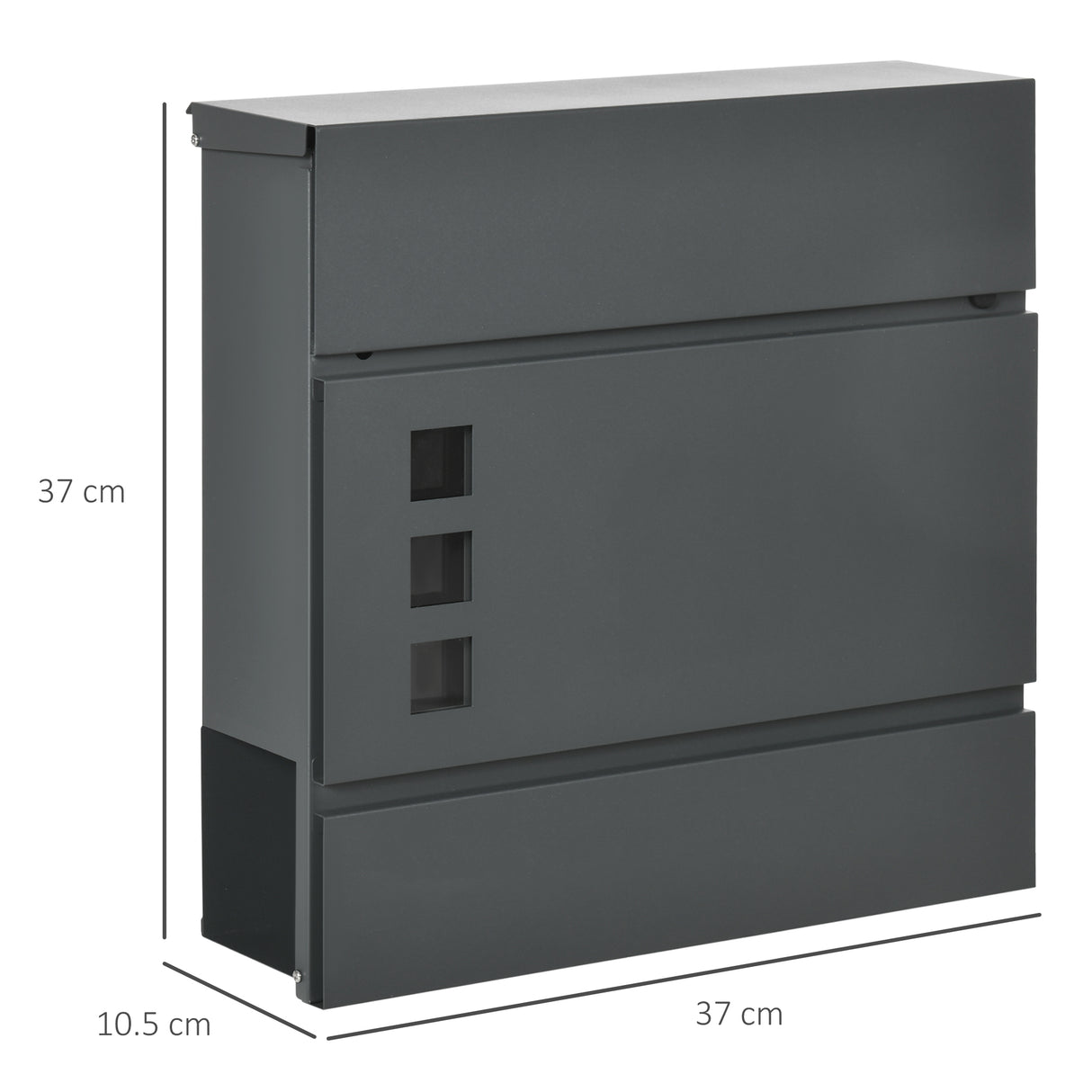 easycomfort cassetta postale in acciaio zincato con 3 fessure e 2 chiavi di sicurezza 37x10.5x37 cm grigio