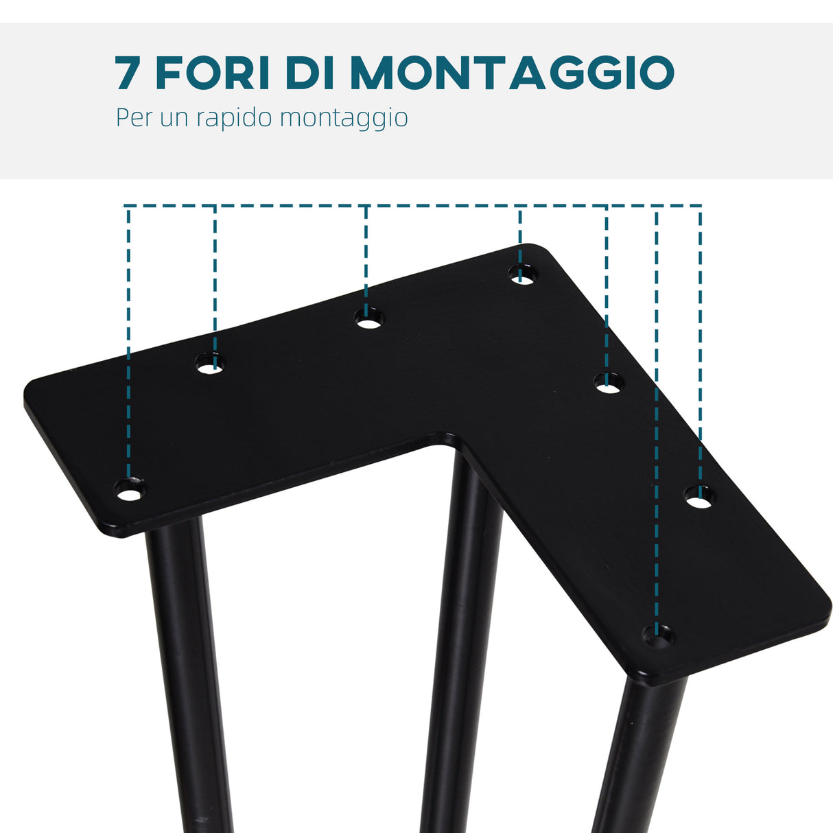 easycomfort gambe per tavoli set 4 pezzi in acciaio preforato con 20 viti incluse 12x12x71 cm nero
