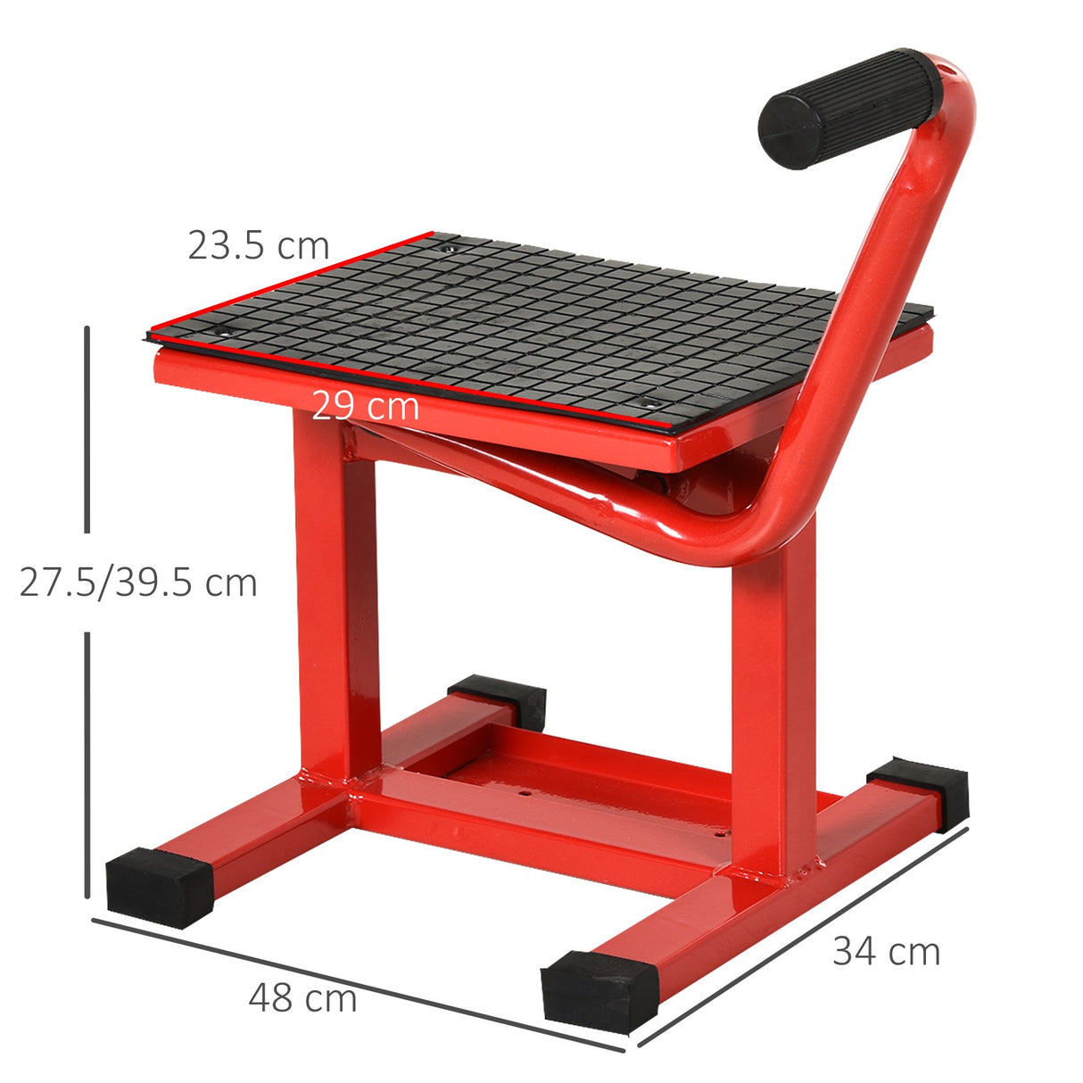 easycomfort cavalletto alzamoto in acciaio max 150kg con superficie in gomma e manovella 48x34x43 cm rosso
